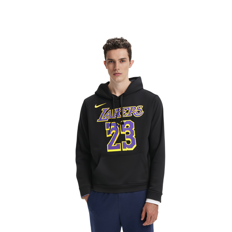 Nike Los Angeles Lakers Fleece Basketball Hoodie Black AV0401-010 圖 9