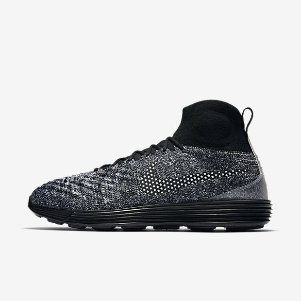 Lookbook 耐吉 Lunar Magista 2 Flyknit FC 簡約舒適 復古休閒 中幫 跑步鞋 男款 黑白灰