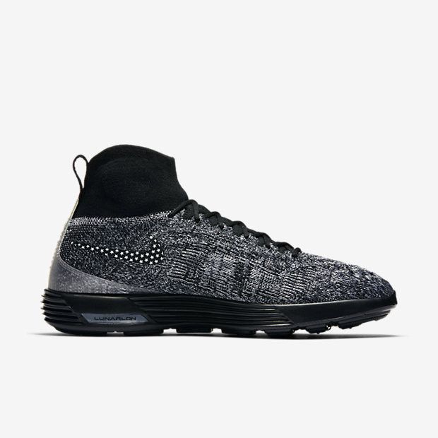 Shop 耐吉 Lunar Magista 2 Flyknit FC 簡約舒適 復古休閒 中幫 跑步鞋 男款 黑白灰