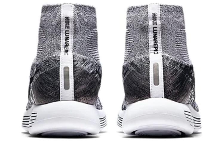 Shop Nike LunarEpic Flyknit Oreo 舒適百搭 防滑耐磨 高幫 跑步鞋 男款 灰白