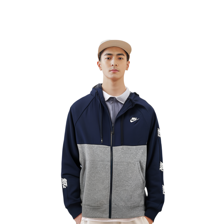 nike hybrid full zip hoodie blue