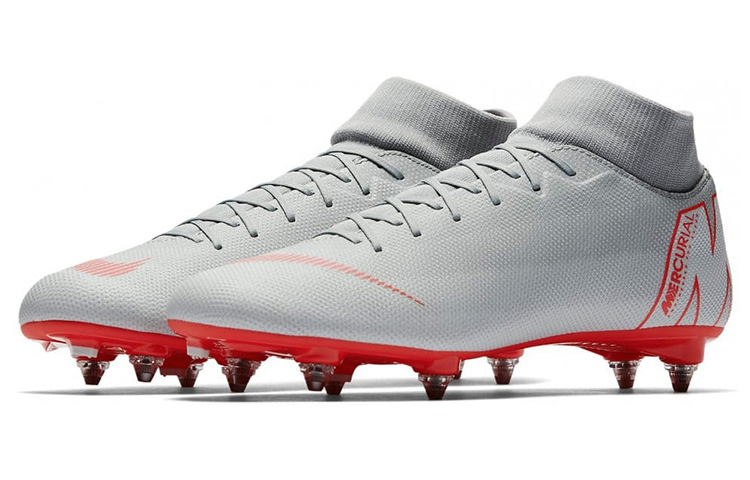 Lookbook 耐吉 Superfly 6 Mercurial 12 Academy SG Pro 軟草地足球鞋 灰紅色