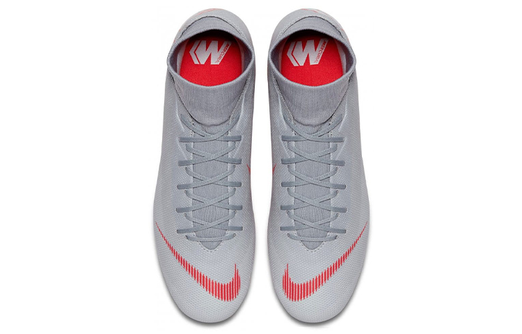 Shop 耐吉 Superfly 6 Mercurial 12 Academy SG Pro 軟草地足球鞋 灰紅色