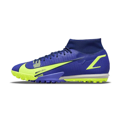 Nike Mercurial Superfly 8 Academy TF Turf High-Top Soccer Shoes Blue
