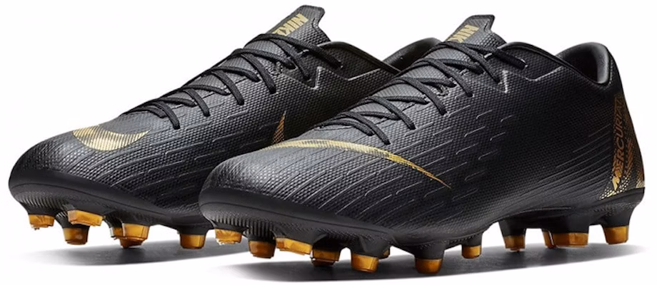 Nike Mercurial Vapor 12 Academy FG MG '黑色金属金' 足球鞋 AH7375-077 Lookbook Nike Mercurial Vapor 12 Academy FG MG '黑色金属金' 足球鞋 AH7375-077