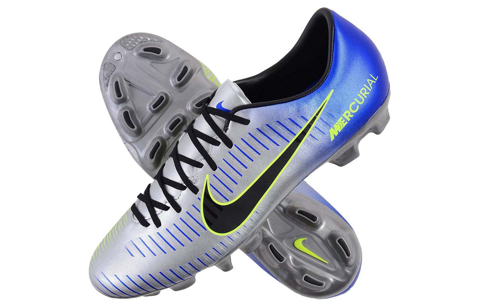 Shop 耐吉 Mercurial Victory 6 NJR HG 硬地足球鞋 藍銀色