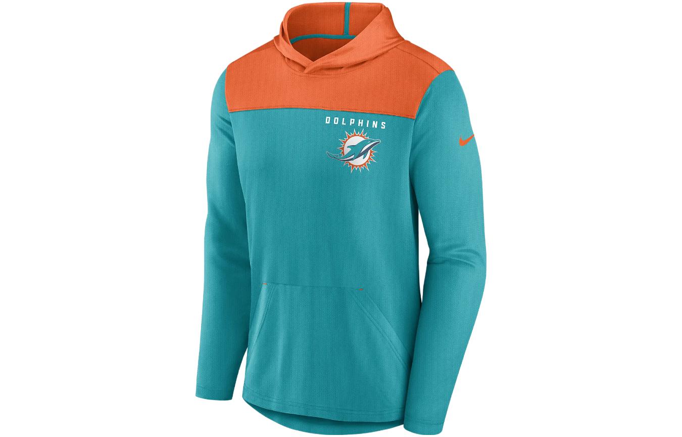 Nike Miami Dolphins Green Pullover Hoodie Mens Colorblock Long Sleeve NFL Style 00C0037M9P-05H