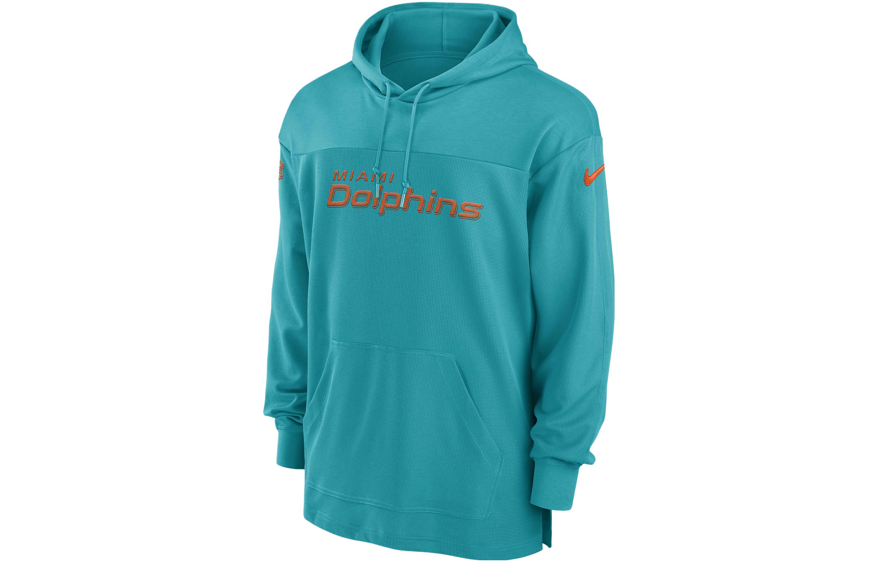 Nike Miami Dolphins Letter Print Panel Drawstring Hoodie Green Emerald Mens 00MO3GT9P-BVK
