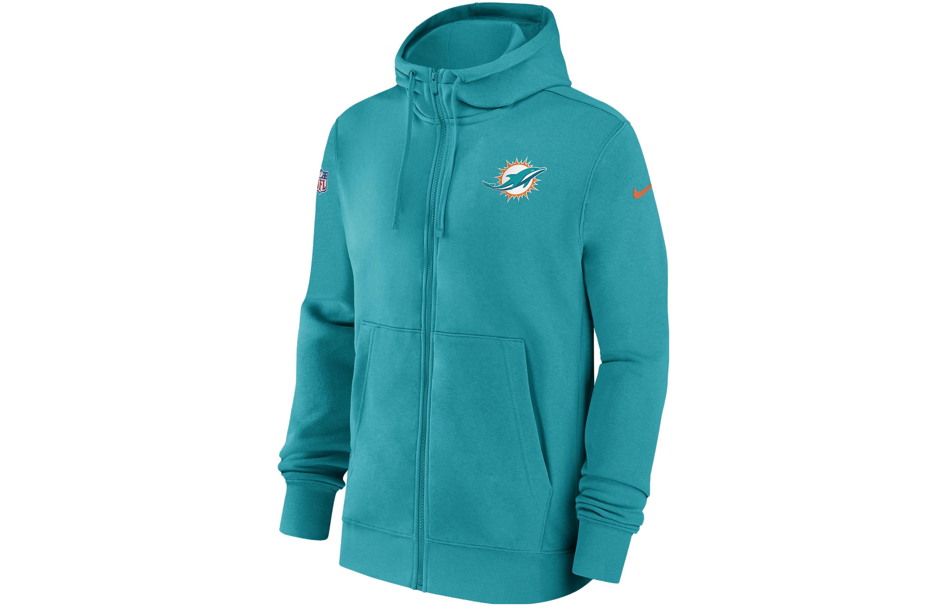 Nike Miami Dolphins Sideline Club Full-Zip Hoodie Blue NFL Team Jacket 00MR3GT9P-XNN