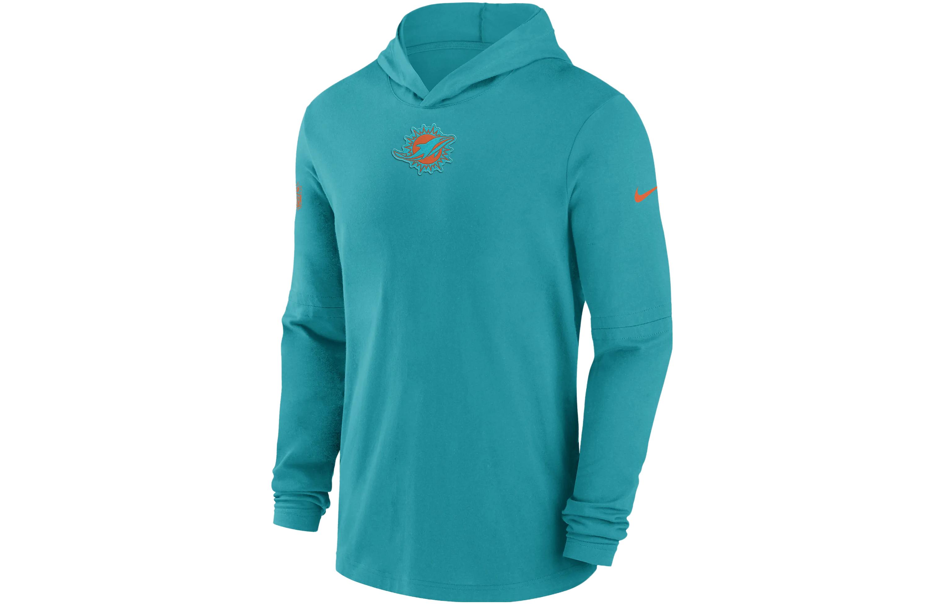 Nike Miami Dolphins Sideline Logo Cartoon Print Hoodie Teal 00MQ3GT9P-PKB