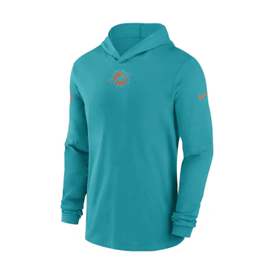 Nike Miami Dolphins Sideline Logo Cartoon Print Hoodie Teal 00MQ3GT9P-PKB