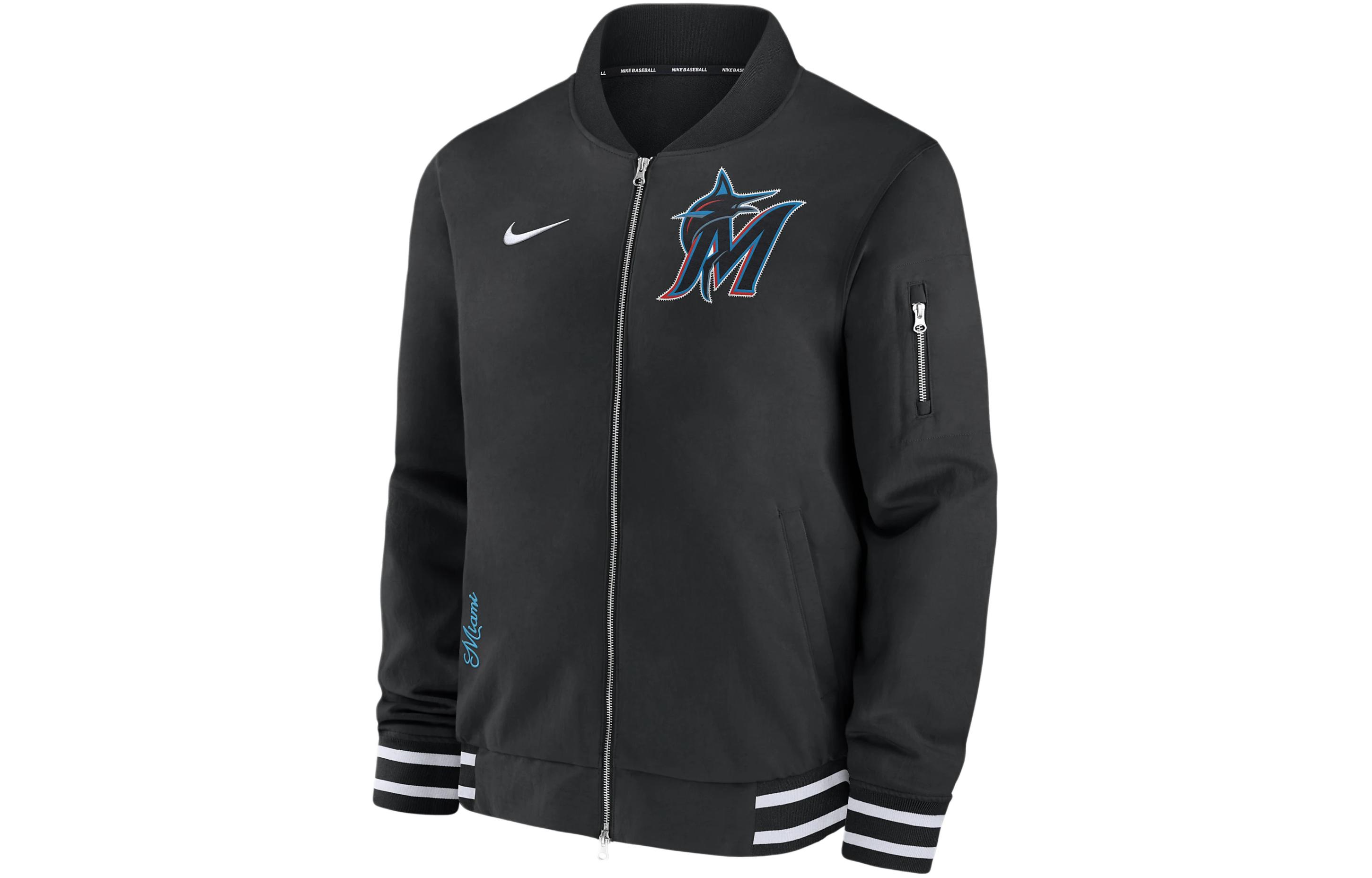 Nike Miami Marlins Authentic Logo Full-Zip Jacket Black Casual Wear 015D03AYMQM-132