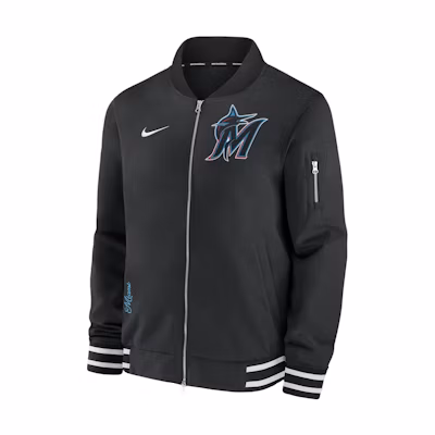 Nike Miami Marlins Authentic Logo Full-Zip Jacket Black Casual Wear 015D03AYMQM-132
