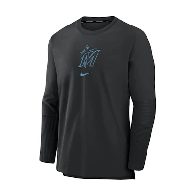 Nike Miami Marlins Authentic Player Logo Crewneck Jacket Black 015C912ZMQM-5Z2