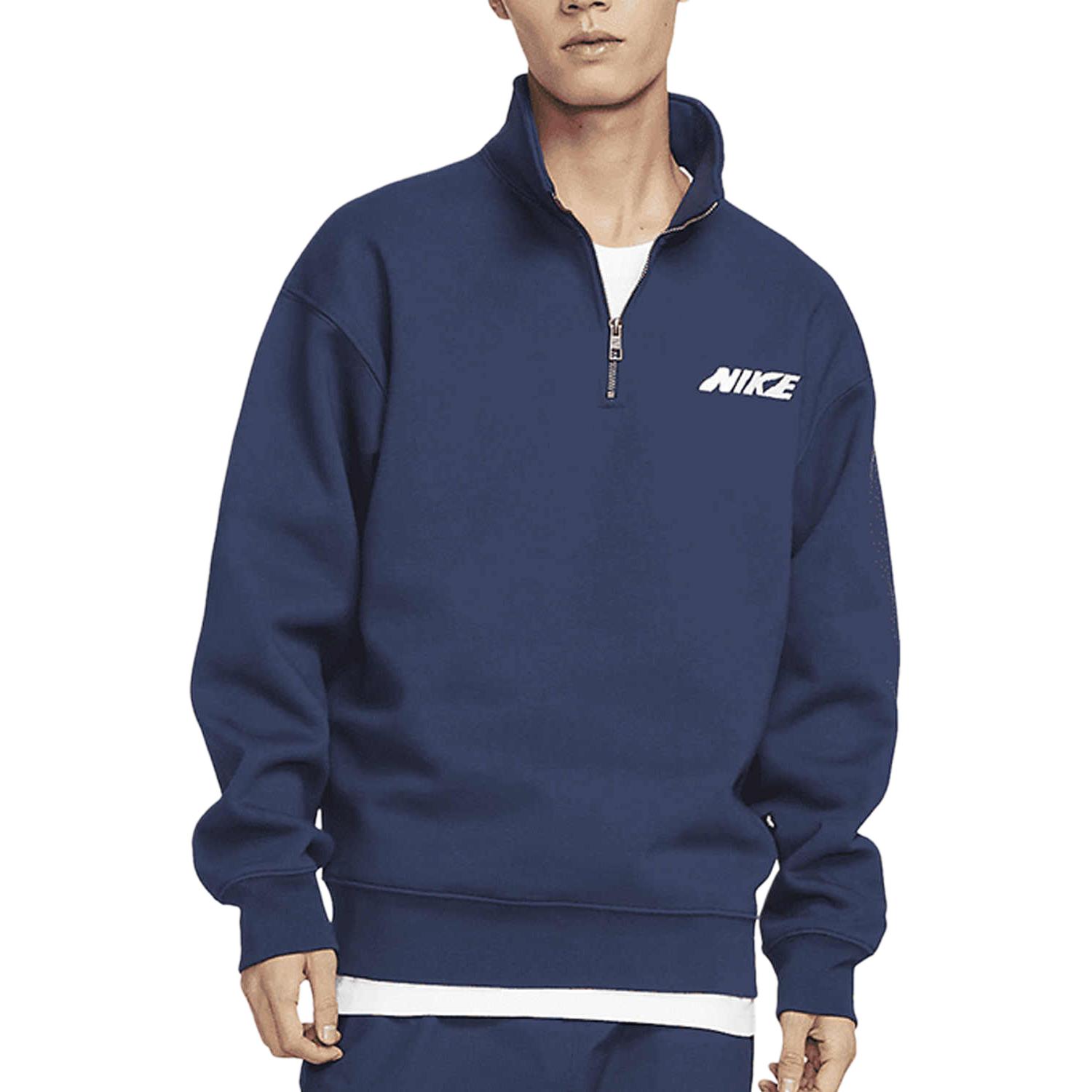 Nike Midnight Navy Half-Zip Pullover Sweatshirt with Logo Design DX4249-410