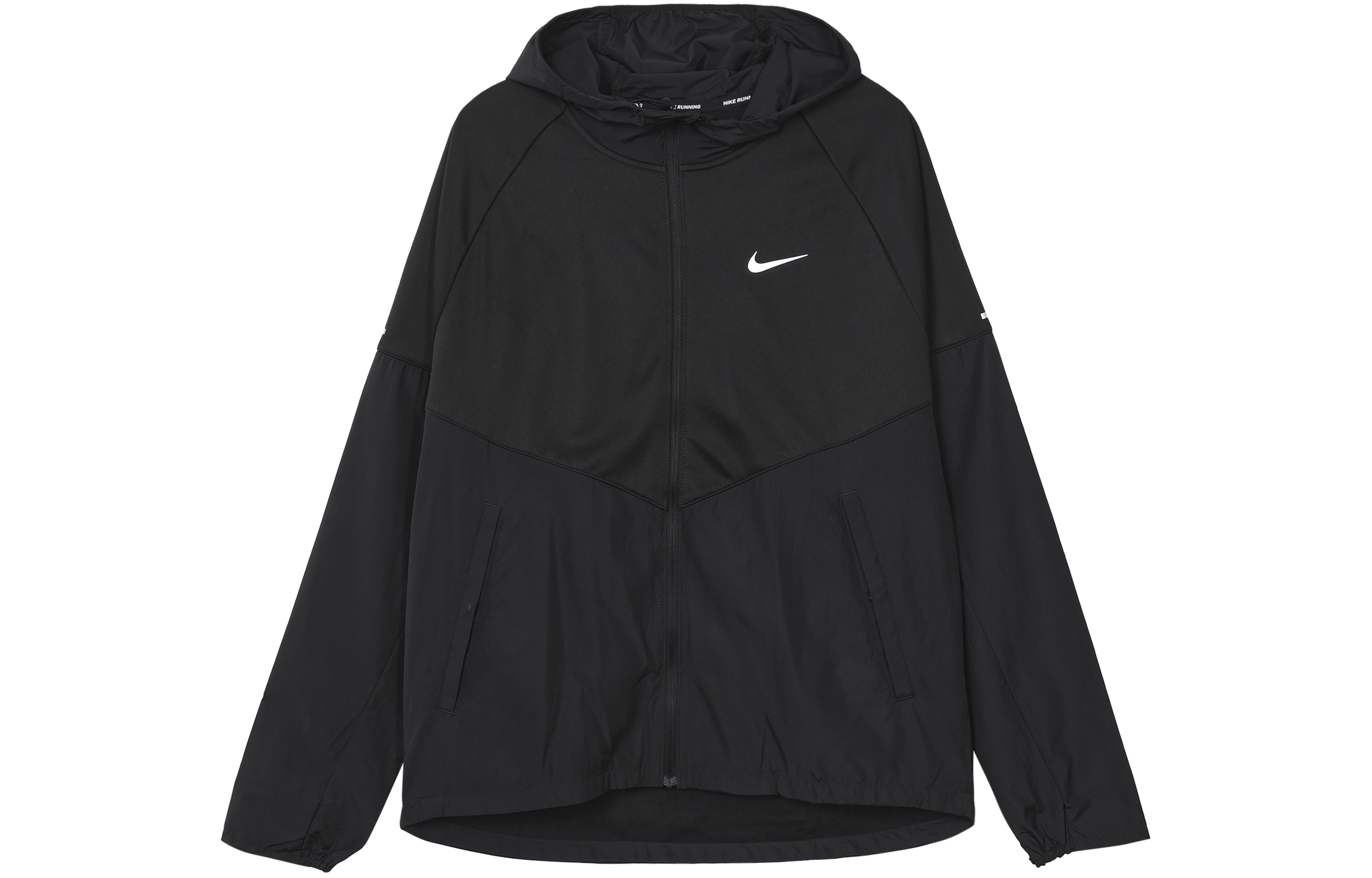 Nike Miler Jacket Black Hooded Windbreaker Full-Zip Running Jacket DH6682-010