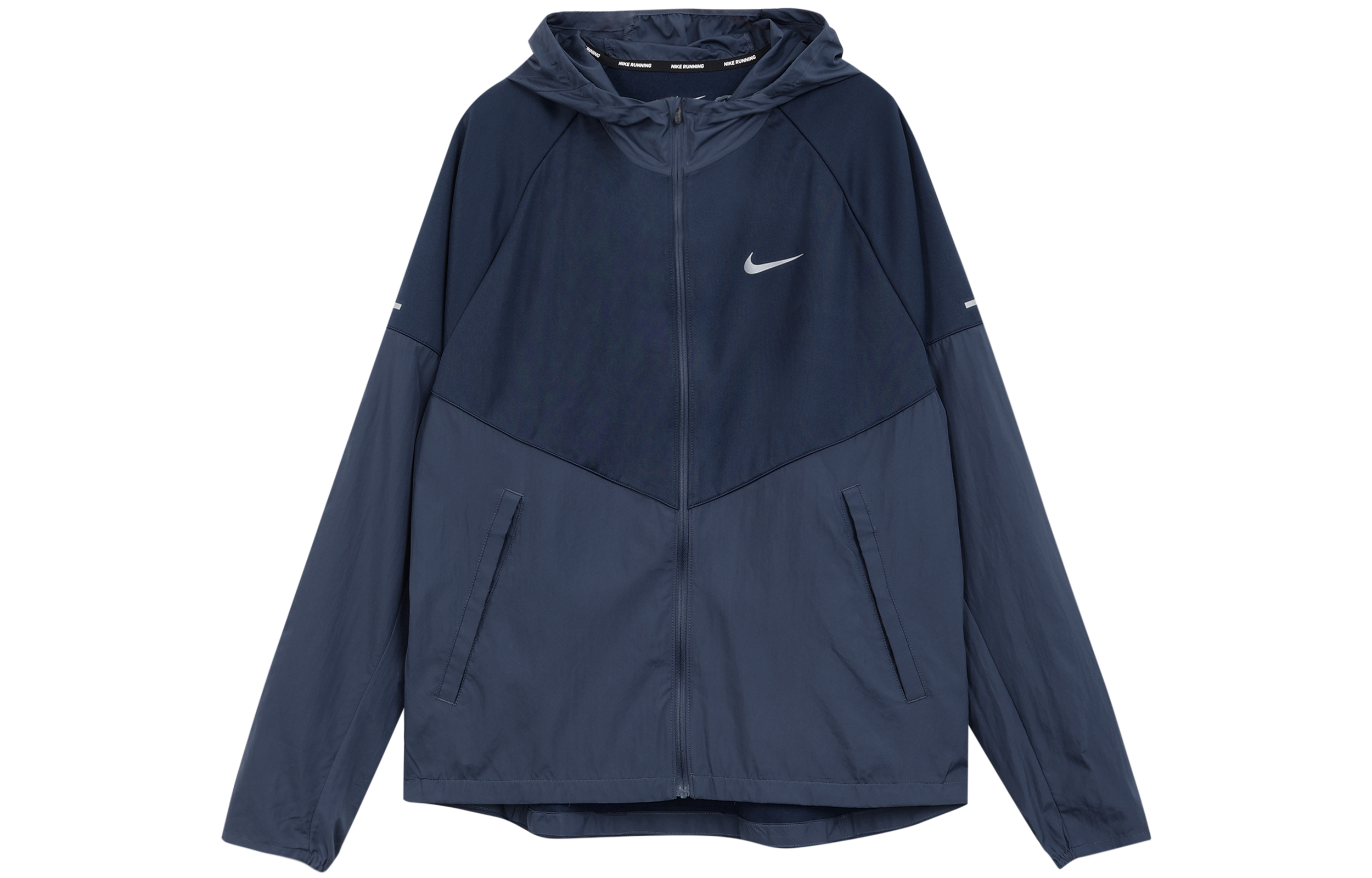 Buy Nike Miler Jaket Navy Blue Full-Zip Windbreaker dengan Hoodie DH6682-475