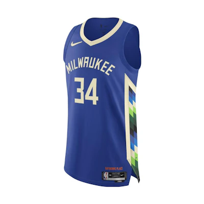 Nike Milwaukee Bucks Giannis Printed Basketball Jersey Men’s Blue DQ0201-480