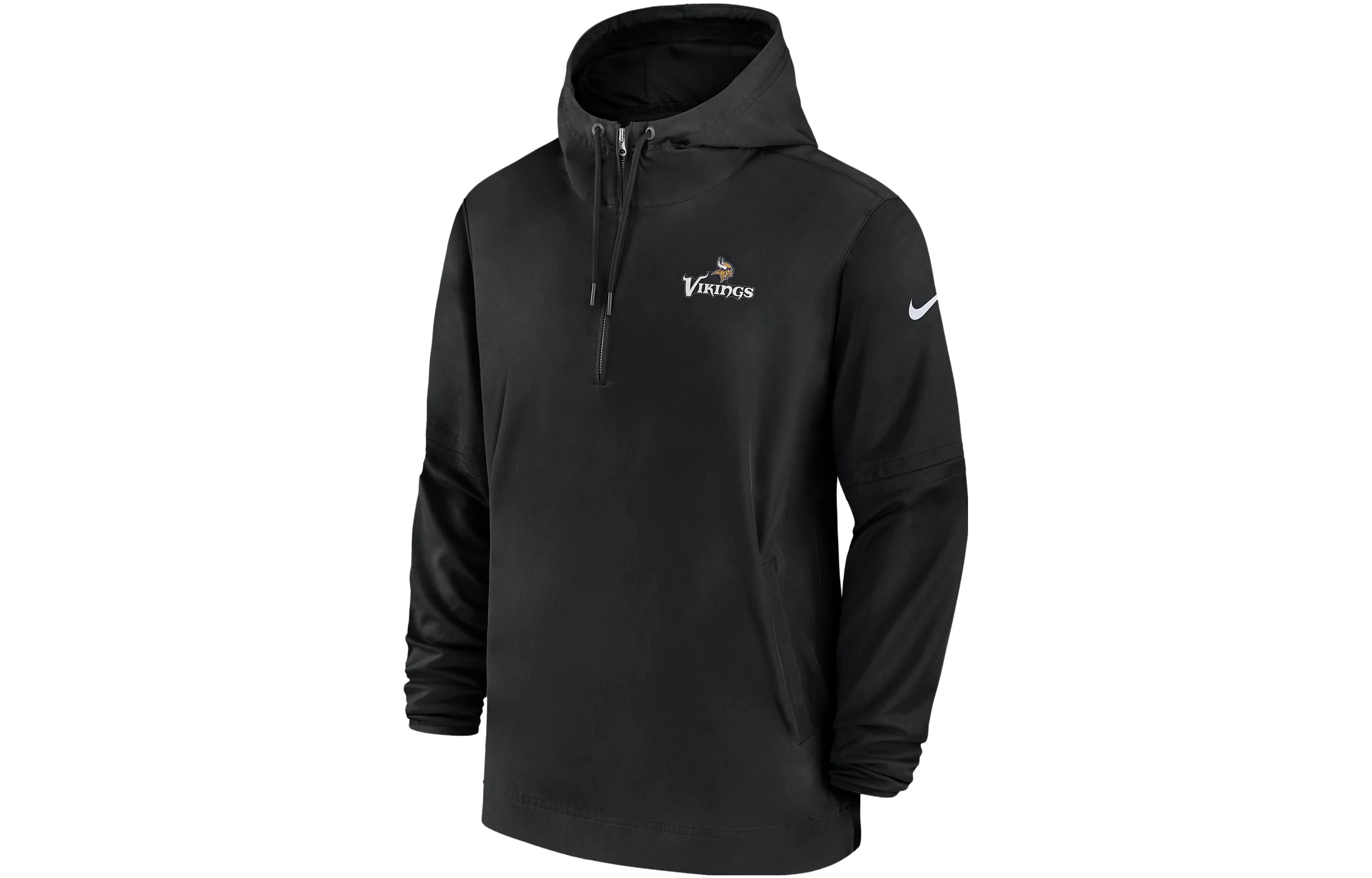 Nike Minnesota Vikings Sideline Logo Embroidered Hoodie Jacket Black - 00MI00A9M-EU6