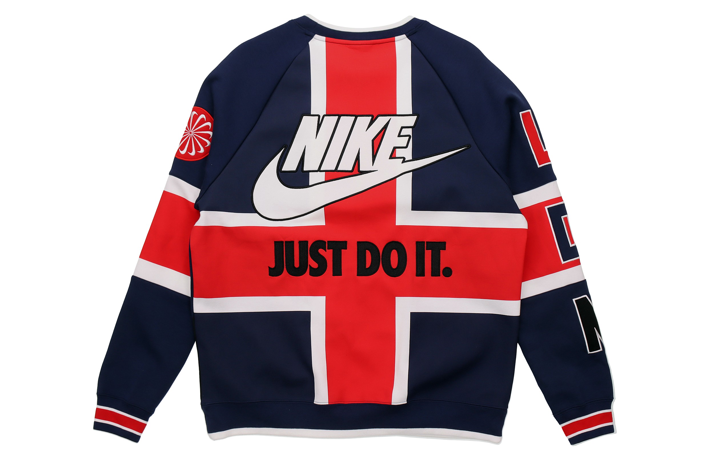 Lookbook Nike Sudadera Retro Multicolor Patchwork Letras Rojo/Azul AR1993-410