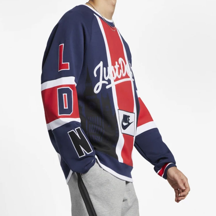 Details for Nike Sudadera Retro Multicolor Patchwork Letras Rojo/Azul AR1993-410