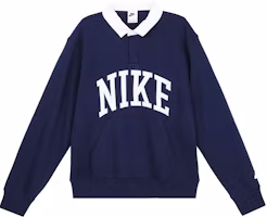Nike Navy Blue Letter Print Fitted Long-Sleeve Polo Shirt FN3113-410 Nike Navy Blue Letter Print Fitted Long-Sleeve Polo Shirt FN3113-410
