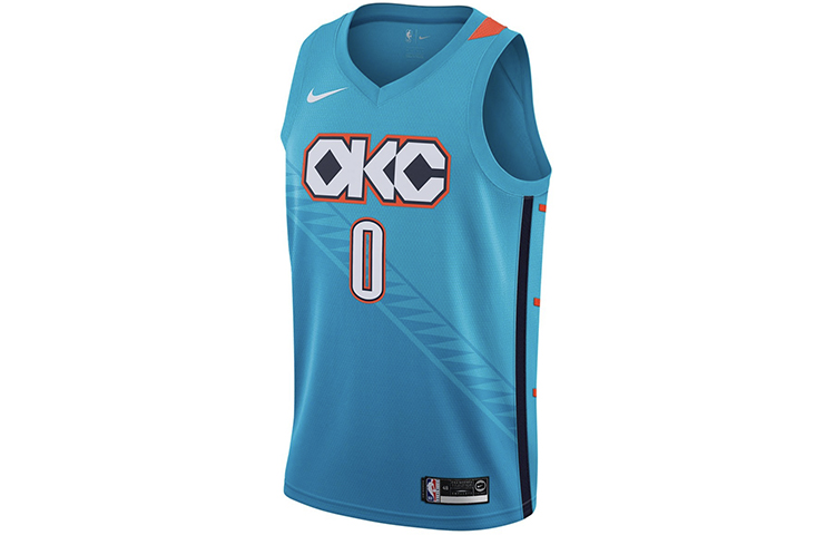 Nike NBA 18-19 Russell Westbrook City Edition Thunder Jersey Blue AJ4632-445