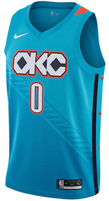 Nike NBA 18-19 Russell Westbrook City Edition Thunder Jersey Blue AJ4632-445 Order Nike NBA 18-19 Russell Westbrook City Edition Thunder Jersey Blue AJ4632-445