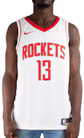 Shop Nike NBA 20-21 Harden Rockets #13 White/Red Fan Jersey Edition CW3592-106