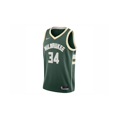 Nike NBA Antetokounmpo Milwaukee Bucks Dri-FIT Icon Edition Jersey Hunter Green/Light Golden/Cloud White