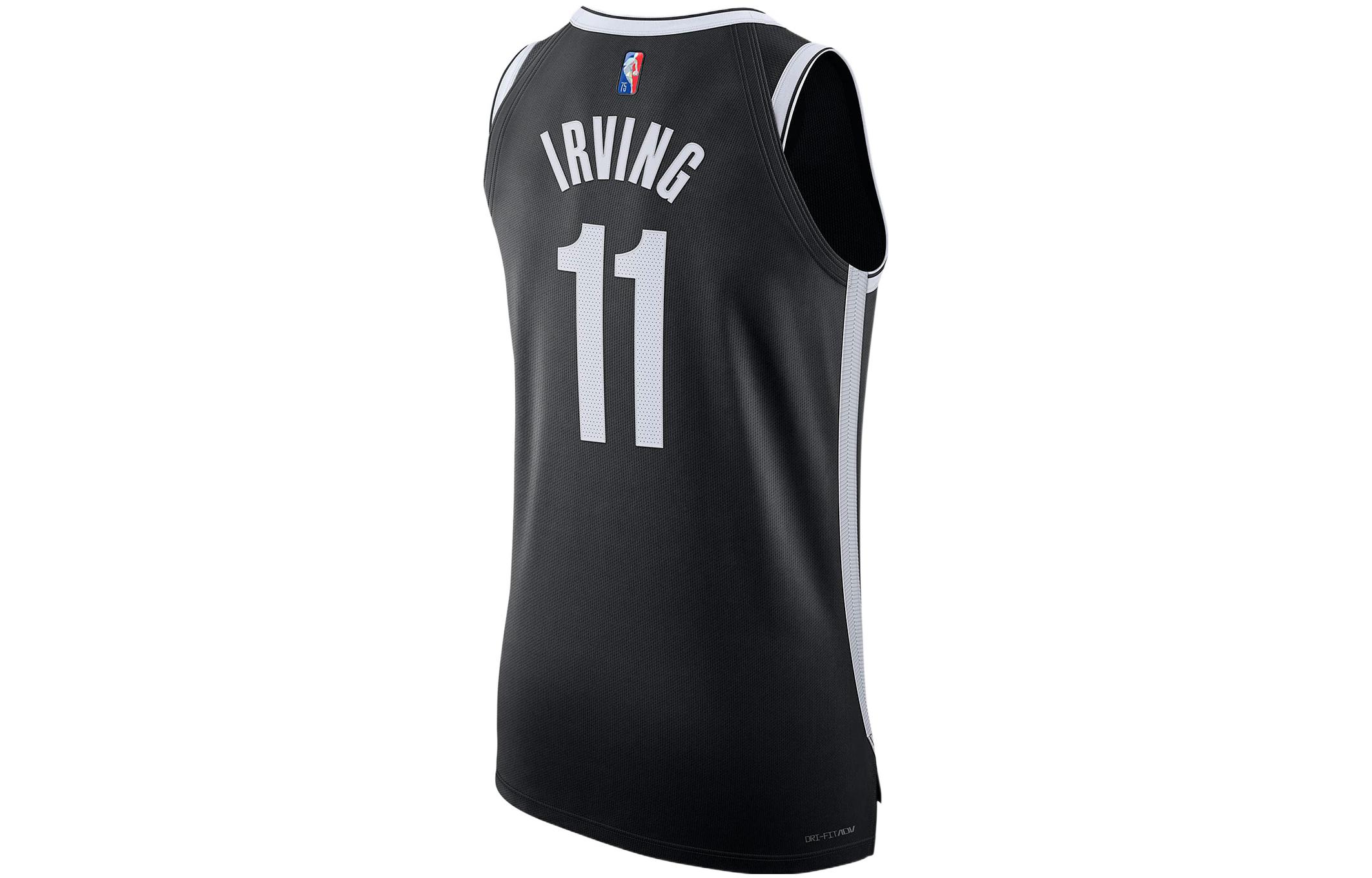 Lookbook 耐克NBA布鲁克林篮网凯里欧文#11复古透气篮球球衣黑色 DB3305-011