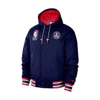 Nike NBA Brooklyn Nets Logo Stripe Button-Up Hoodie Jacket Space Blue DB1981-492
