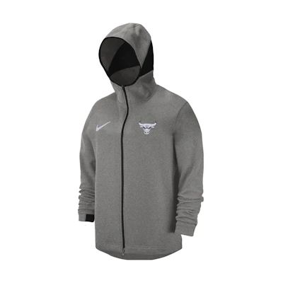 Nike NBA Chicago Bulls Logo Print Hoodie Jacket Grey 940867-032