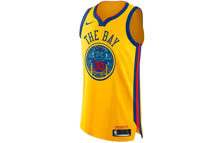Nike NBA City Edition AU Jersey Golden State Warriors Curry #30 Yellow AH6052-728