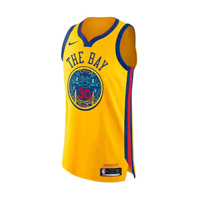Nike NBA City Edition AU Jersey Golden State Warriors Curry #30 Yellow AH6052-728