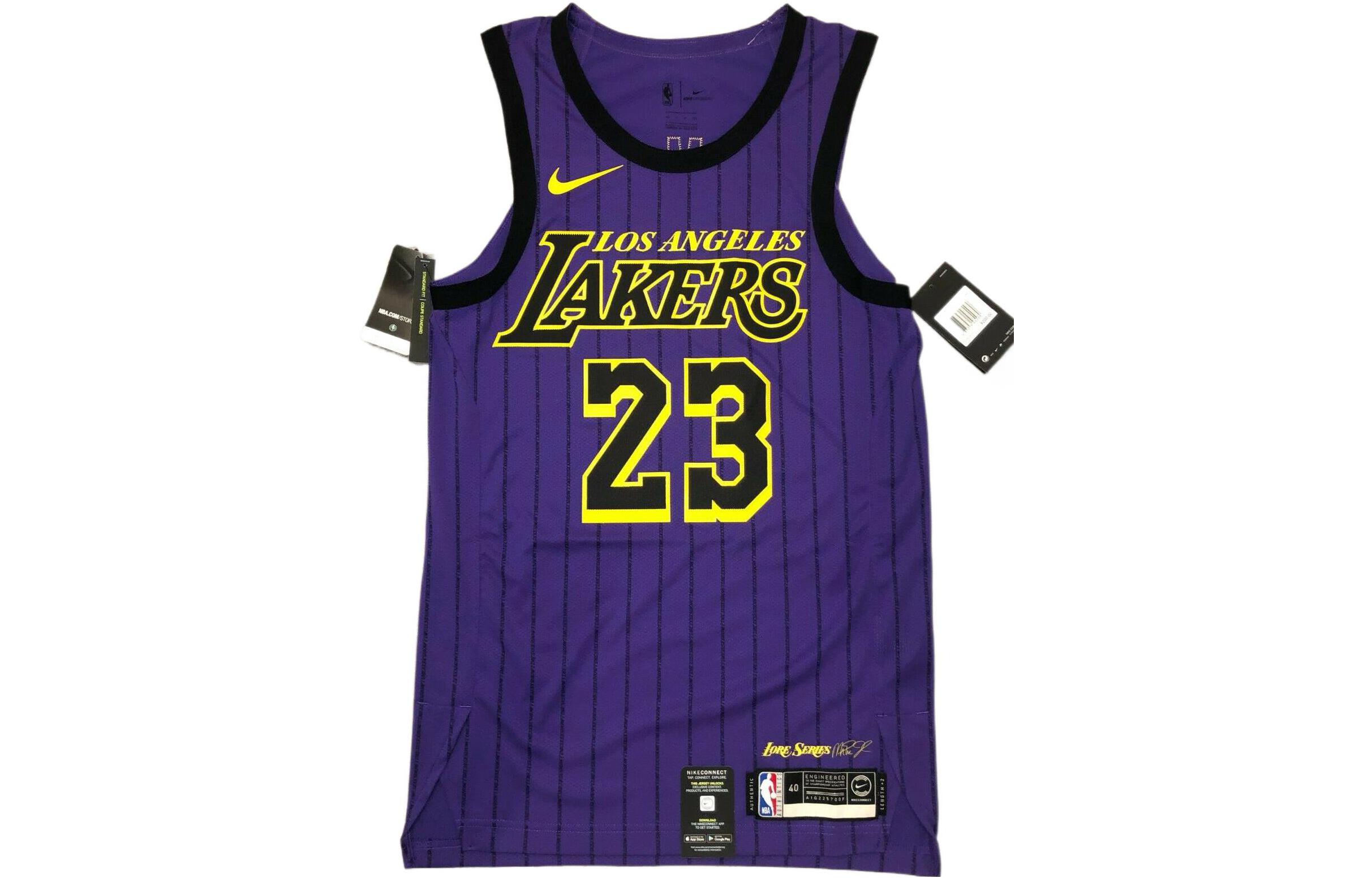 Nike NBA City Edition Lakers LeBron James #23 Basketball Jersey Purple AH6213-508