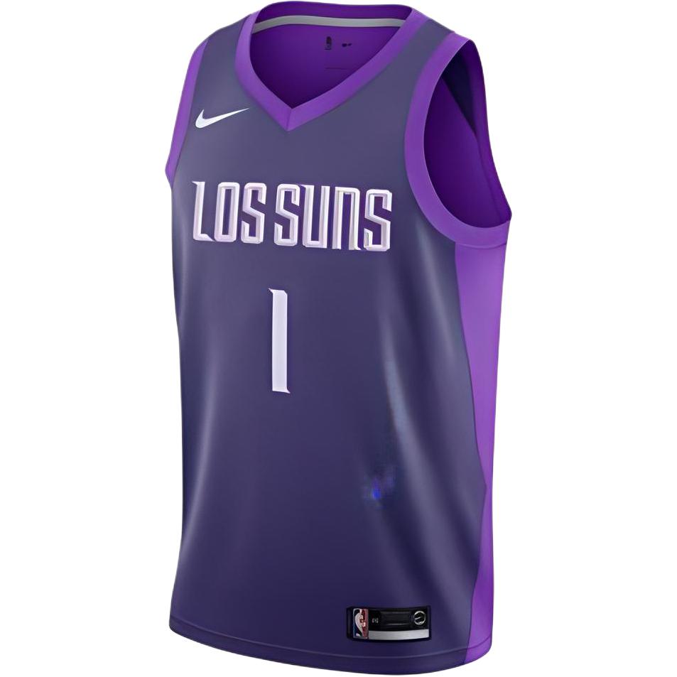 Nike NBA City Edition Phoenix Suns Devin Booker #1 Retro Basketball Jersey Purple 912143-566