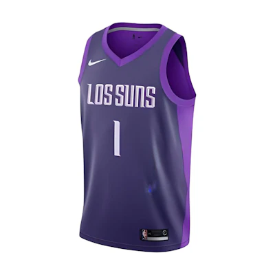 Nike NBA City Edition Phoenix Suns Devin Booker #1 Retro Basketball Jersey Purple 912143-566