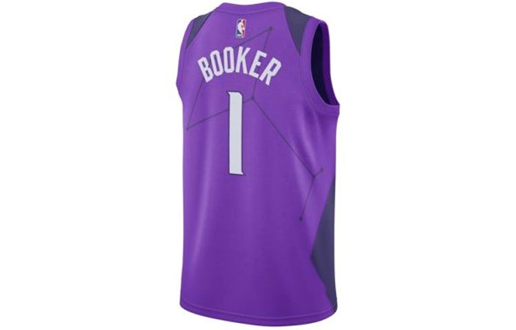 Lookbook ナイキ NBA シティエディション フェニックスサンズ デビン・ブッカー #1 レトロジャージ パープル 912143-566