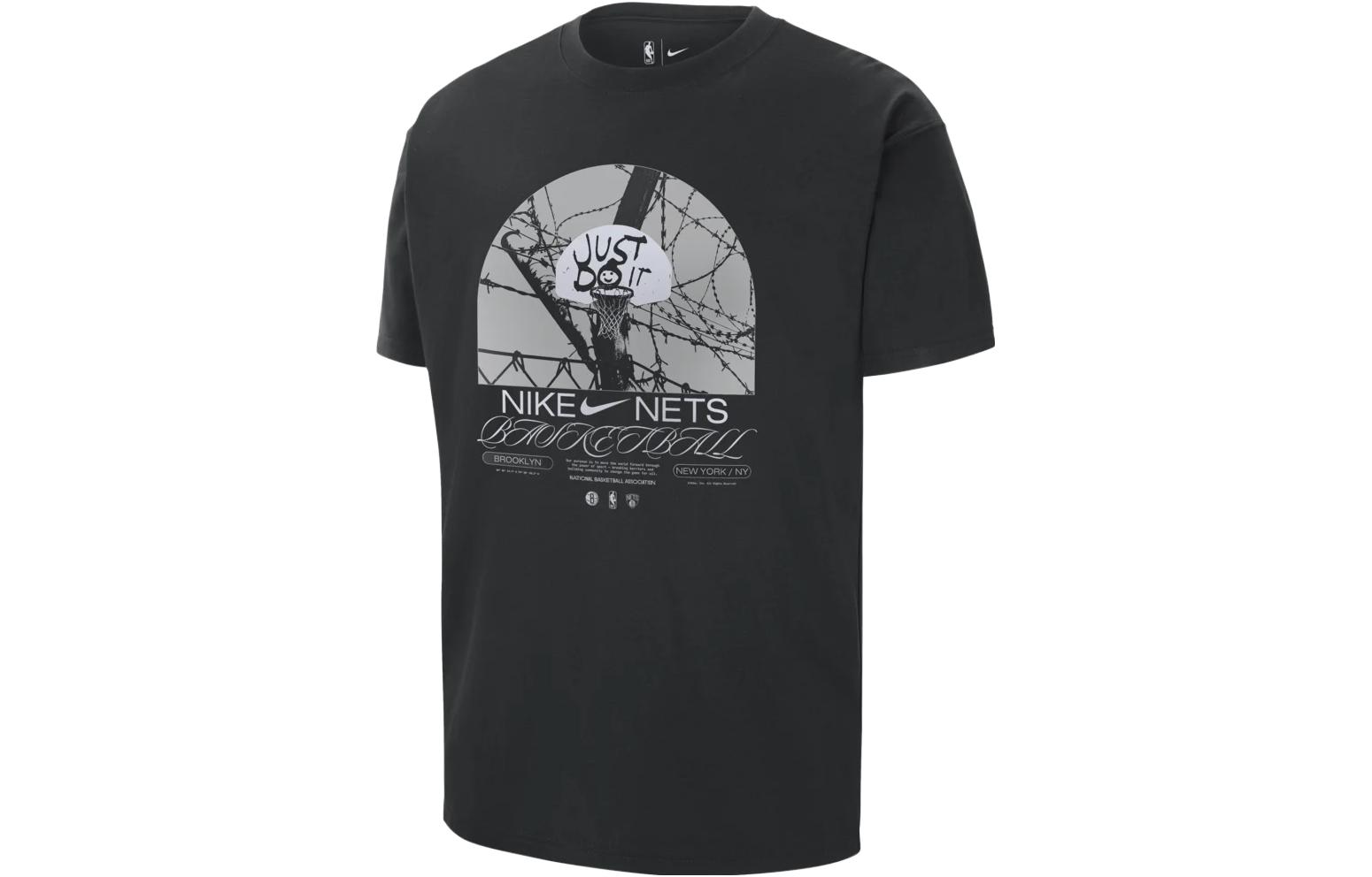 Nike NBA Courtside Brooklyn Nets Graphic Loose-Fit Basketball Tee Black () DR6289-010