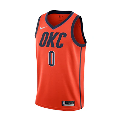 Nike NBA Earned Edition Russell Westbrook Thunder Jersey Orange Fan Version BQ1171-891
