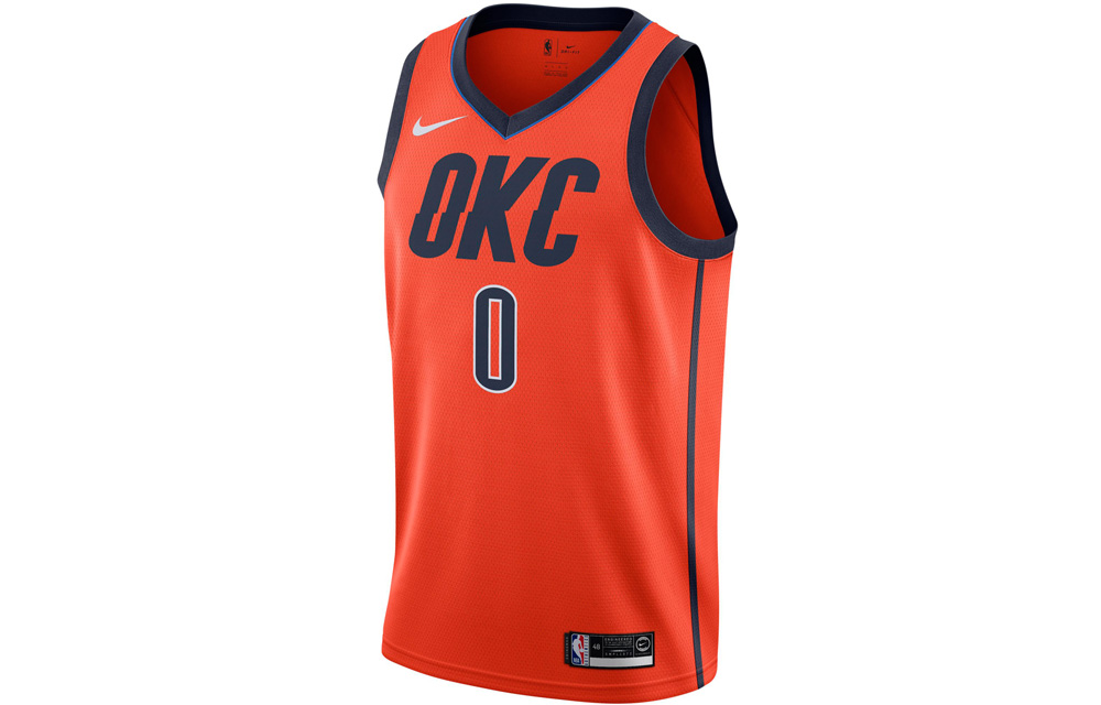 Nike NBA Earned Edition Russell Westbrook Thunder Jersey Orange Fan Version BQ1171-891 圖 2
