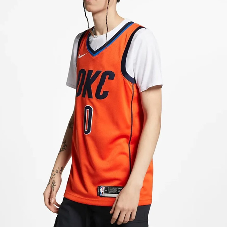 Nike NBA Earned Edition Russell Westbrook Thunder Jersey Orange Fan Version BQ1171-891 圖 4