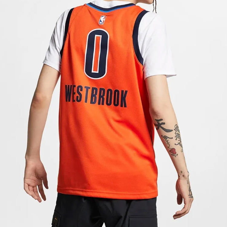 Nike NBA Earned Edition Russell Westbrook Thunder Jersey Orange Fan Version BQ1171-891 圖 5