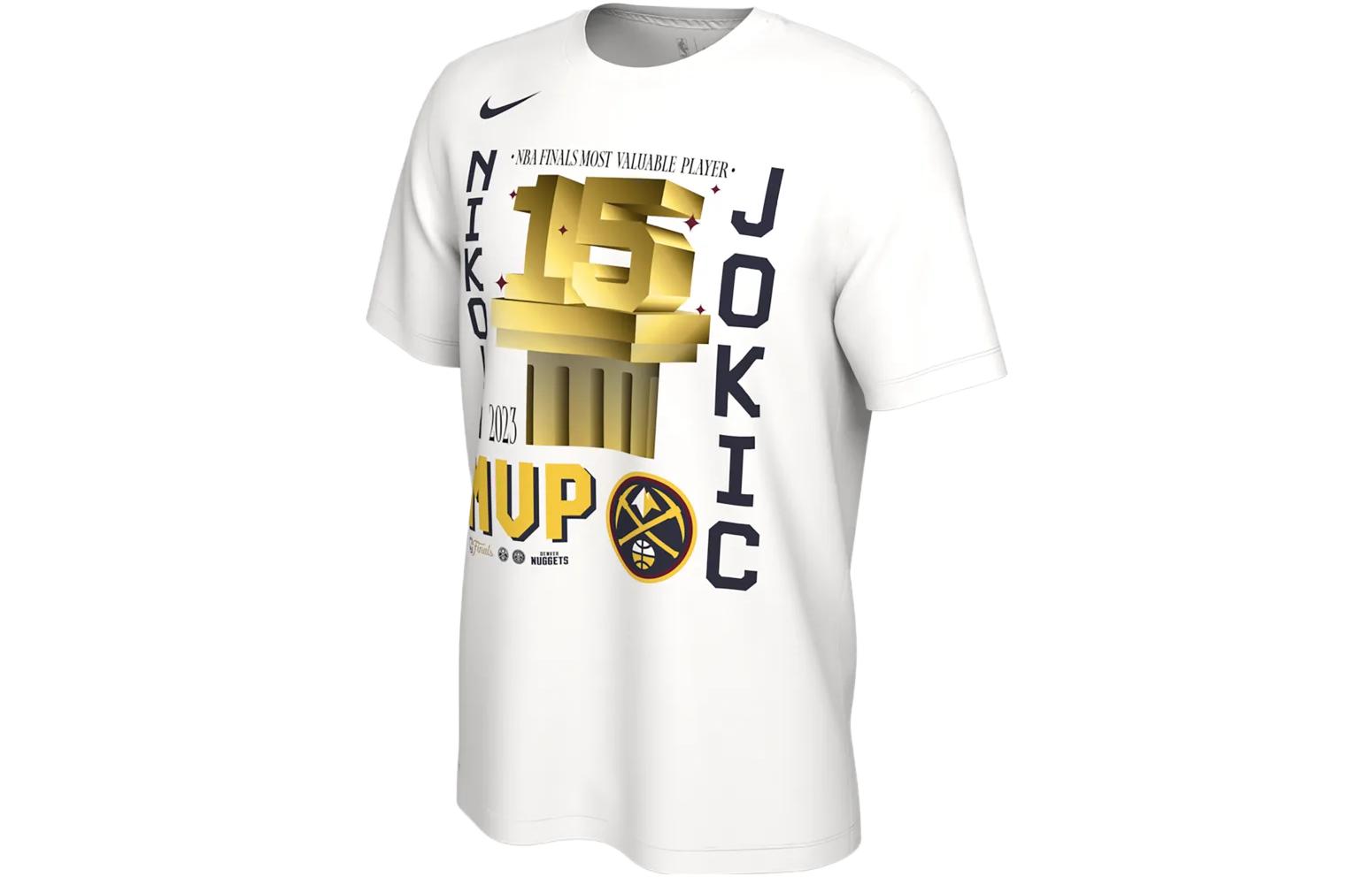 Nike NBA Finals MVP Denver Nuggets Graphic Tee White T-Shirt. HF4399-100
