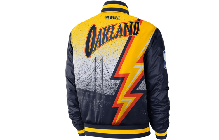 Nike NBA Golden State Warriors Courtside Navy Blue Embroidered Jacket CN1439-419
