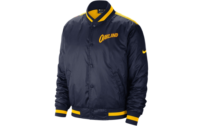 Lookbook Nike NBA Golden State Warriors Courtside Navy Blue Embroidered Jacket CN1439-419