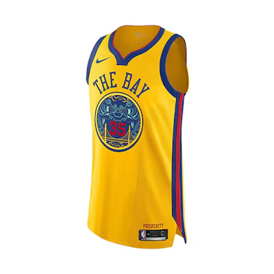 Nike NBA Golden State Warriors Kevin Durant City Edition Jersey Yellow Mens AH6052-729