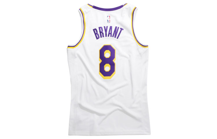 Lookbook 耐克 NBA 湖人队 科比 8号 主场球衣 SW 粉丝版 白色篮球背心 CI9503-100