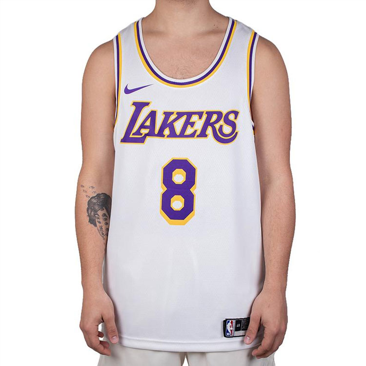 Shop 耐克 NBA 湖人队 科比 8号 主场球衣 SW 粉丝版 白色篮球背心 CI9503-100